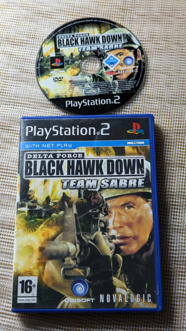 PS2 ORIGINAL MÍDIA FÍSICA E MANUAL (PAL) DELTA FORCE BLACK HAWK DOWN (TEAM SABRE) (TEM IDIOMA ESPANHOL) – 190 gramas – USADO (UK) PREÇO DO FRETE NA DESCRIÇÃO