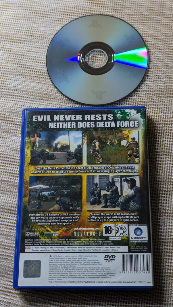 PS2 ORIGINAL MÍDIA FÍSICA E MANUAL (PAL) DELTA FORCE BLACK HAWK DOWN (TEAM SABRE) (TEM IDIOMA ESPANHOL) – 190 gramas – USADO (UK) PREÇO DO FRETE NA DESCRIÇÃO - Image 2