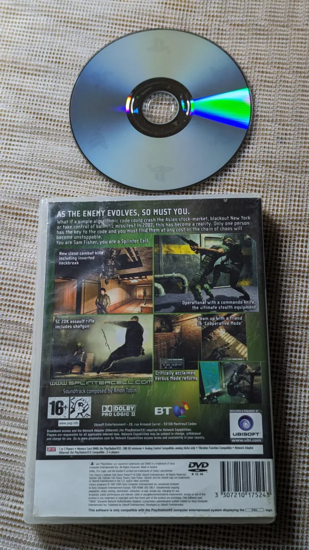 PS2 ORIGINAL MÍDIA FÍSICA E MANUAL (PAL) SPLINTER CELL CHAOS THEDRY – 190 gramas – USADO (UK) PREÇO DO FRETE NA DESCRIÇÃO - Image 2