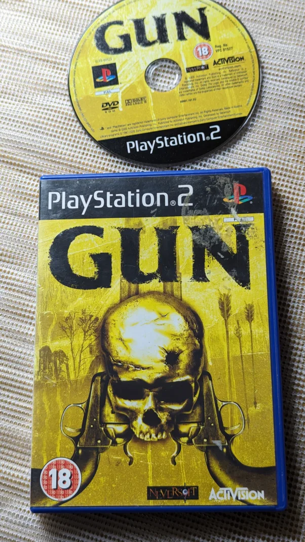 PS2 ORIGINAL MÍDIA FÍSICA E MANUAL (PAL) GUN -190 gramas – USADO (UK) PREÇO DO FRETE NA DESCRIÇÃO