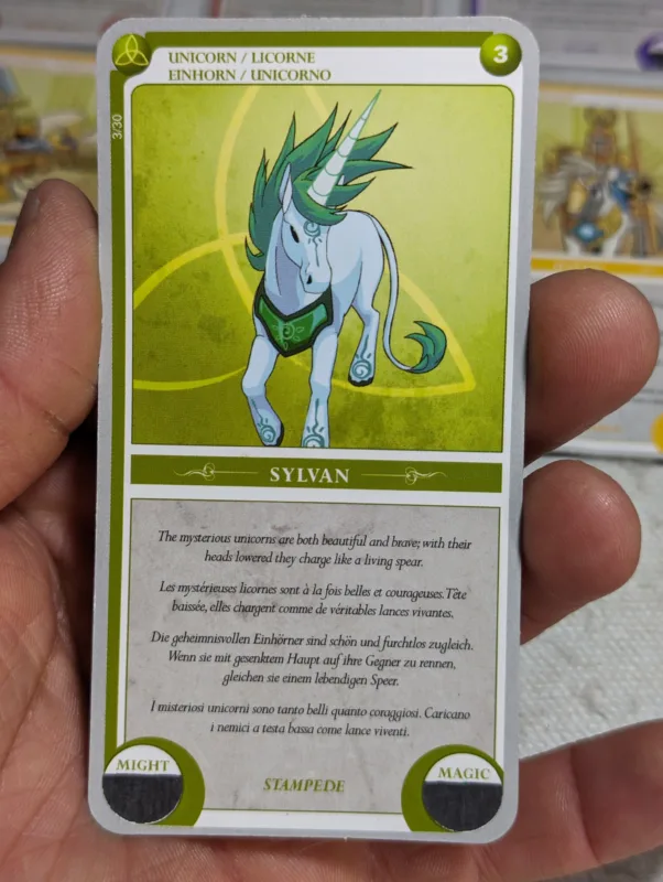 CLASH OF HEROES CARD – UNICORN – MIGHT AND MAGIC – UBISOFT – 03/30 – 5gramas – USADO (UK) PREÇO DO FRETE NA DESCRIÇÃO