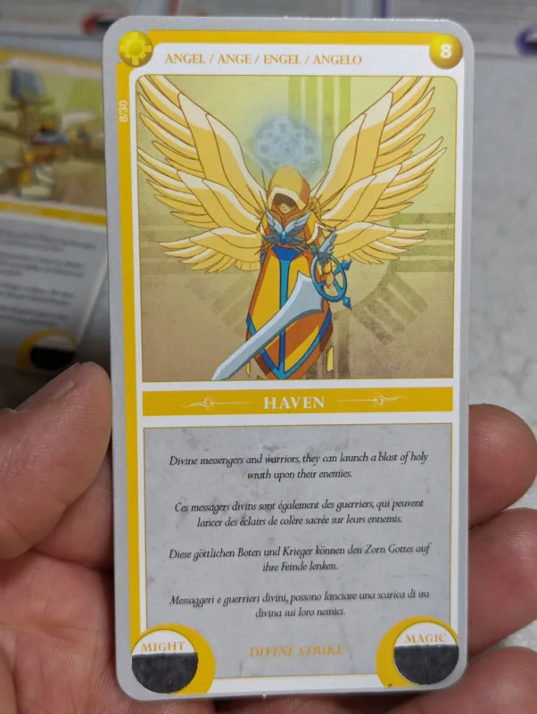 CLASH OF HEROES CARD – ANGEL – MIGHT AND MAGIC – UBISOFT – 08/30 – 5gramas – USADO (UK) PREÇO DO FRETE NA DESCRIÇÃO