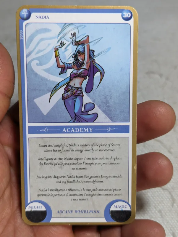 CLASH OF HEROES CARD – NADIA – MIGHT AND MAGIC – UBISOFT – 30/30 – 5gramas – USADO (UK) PREÇO DO FRETE NA DESCRIÇÃO