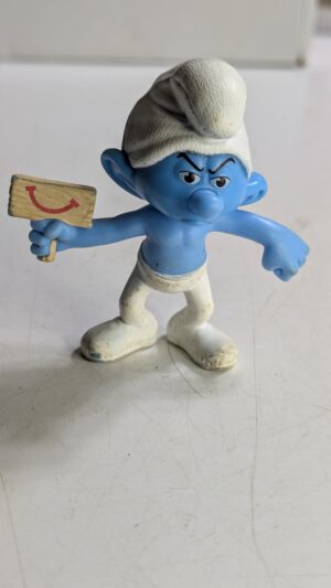 FIGURA DE 2013 MCDONALD'S SMURF GROUCHY – 20 GRAMAS - USADO (UK) PREÇO DO FRETE NA DESCRIÇÃO (cópia)