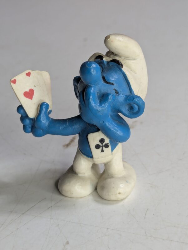 FIGURA DE 1978 MCDONALD'S SMURF CARD PLAYER – 17 GRAMAS - USADO (UK) PREÇO DO FRETE NA DESCRIÇÃO