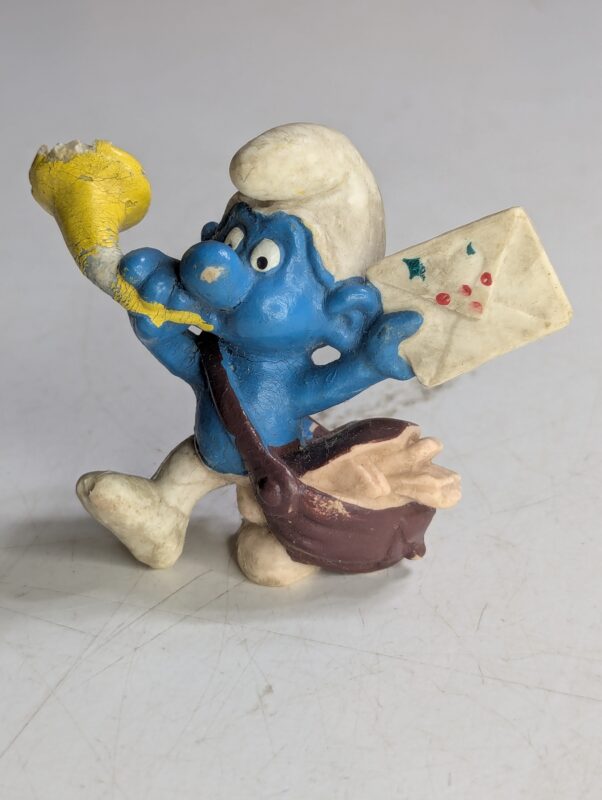 FIGURA DE 1978 MCDONALD'S SMURF MAILMAN – 23 GRAMAS - USADO (UK) PREÇO DO FRETE NA DESCRIÇÃO